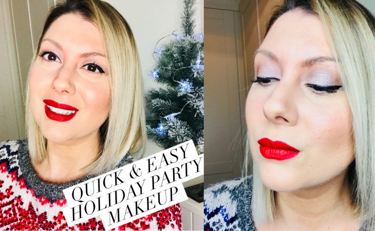 Shaz Saed -- Blonde Tea Party -- www.blonde-tea-party.com -- beauty and makeup tips -- holiday party makeup-- red lip-- cool toned makeup --xmas party makeup look -- bareminerals original foundation -- Mineral makeup -- beauty over 35 -- festive red lip --